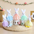 Easter Bunny Hanging Ornaments Pastel Purple Green Blue Yellow Skirt Rabbit Doll Figurine Kids Gifts Spring Easter Decorations
