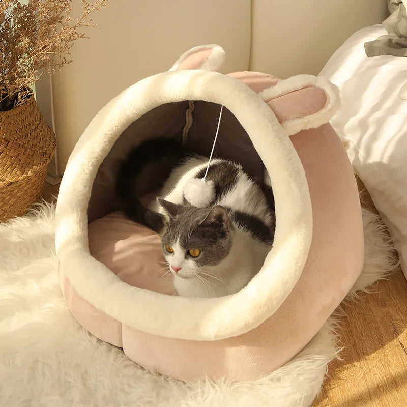 Pet Bed Deep Sleep Cat Bed Cartoon Pet Bed Foldable Removable Washable Pet Sleeping Bed for Small Dog Mat Bag Cave Cats Bed