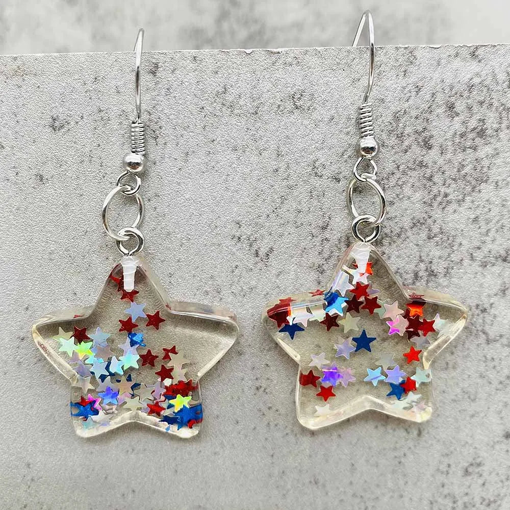 Patriotic Earrings 4th of July Earrings American Flag Sunflowe Acrylic Earrings for Women Independence Day Party Jewelry Gifts