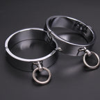 Stainless Steel Slave Handcuffs Restraint Rings Wrist Lock Ankle Cuffs Restraints Legcuffs Erotic Slave Sex Furniture Adult Toys