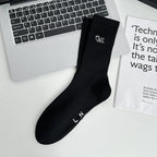 Men's Socks New Embroidery Fashion Solid Color Simple Basic Long Socks For Man Casual Sweat Absorption Cotton Socks Breathable