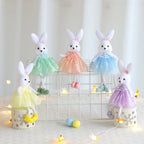 Easter Bunny Hanging Ornaments Pastel Purple Green Blue Yellow Skirt Rabbit Doll Figurine Kids Gifts Spring Easter Decorations
