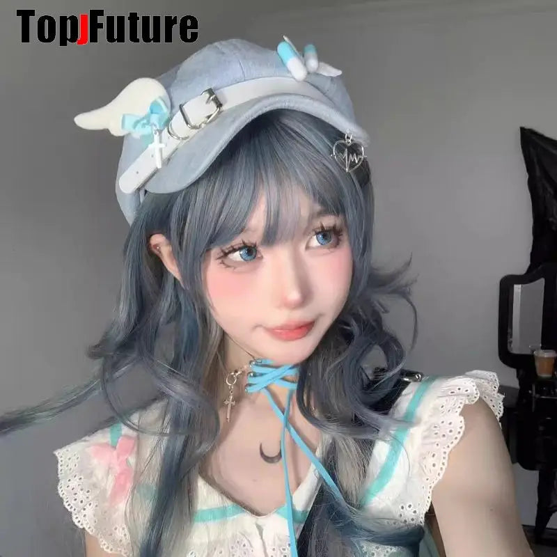 Women Y2K Girl wing punk Harajuku Gothic Lolita lace up cross short necklace Halloween cosplay props subculture Chokers Choker