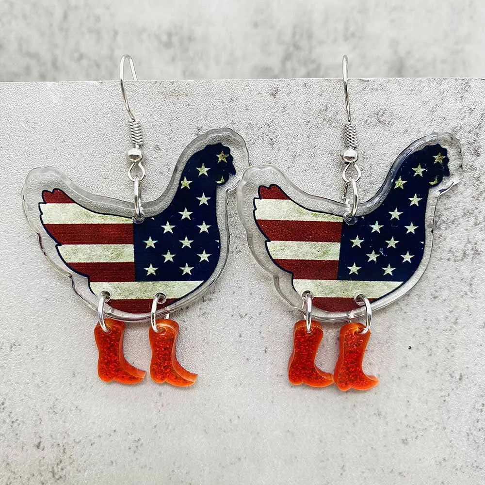 Patriotic Earrings 4th of July Earrings American Flag Sunflowe Acrylic Earrings for Women Independence Day Party Jewelry Gifts