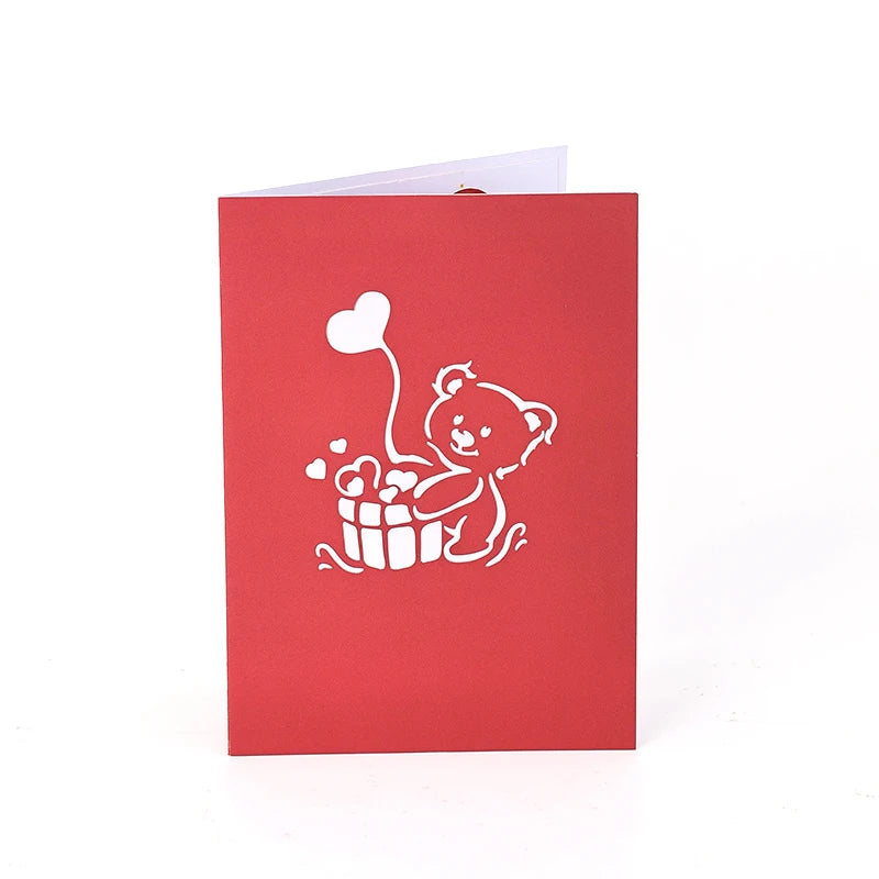Valentine's Day Valentine Bear Pop Up Three-dimensional Card Greeting Card Creative Gift Card Heart Shape Bear For Couples Wife