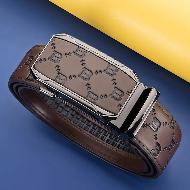 Fashion Designer Belt Men Automatic Buckle Belt Genuine Leather Belt Personalised Printed Strap Casual Business Men's Belt