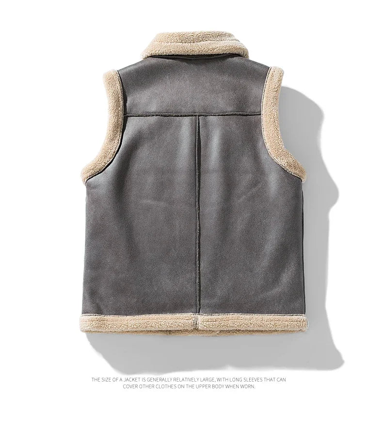 Warm Vest Male Jacket Can Be Worn On Both Sides Sleeveless Waistcoat Men Fashion Casual Thicken Gilets Winter New Lamb Wool Coat