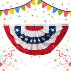 USA Flags Pleated Fan Flag 4th of July Memorial Independence Day Decor American Flags Bunting Fourth Of July Decorations Outdoor