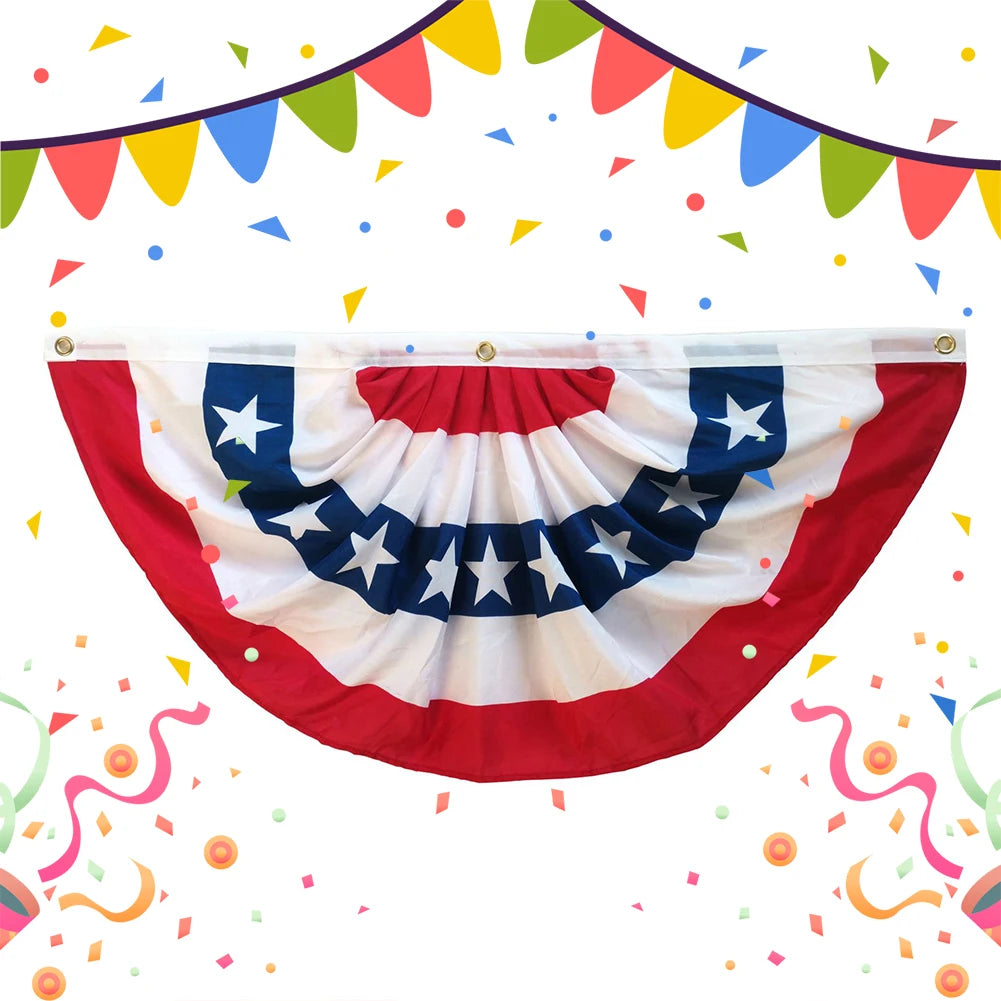 USA Flags Pleated Fan Flag 4th of July Memorial Independence Day Decor American Flags Bunting Fourth Of July Decorations Outdoor