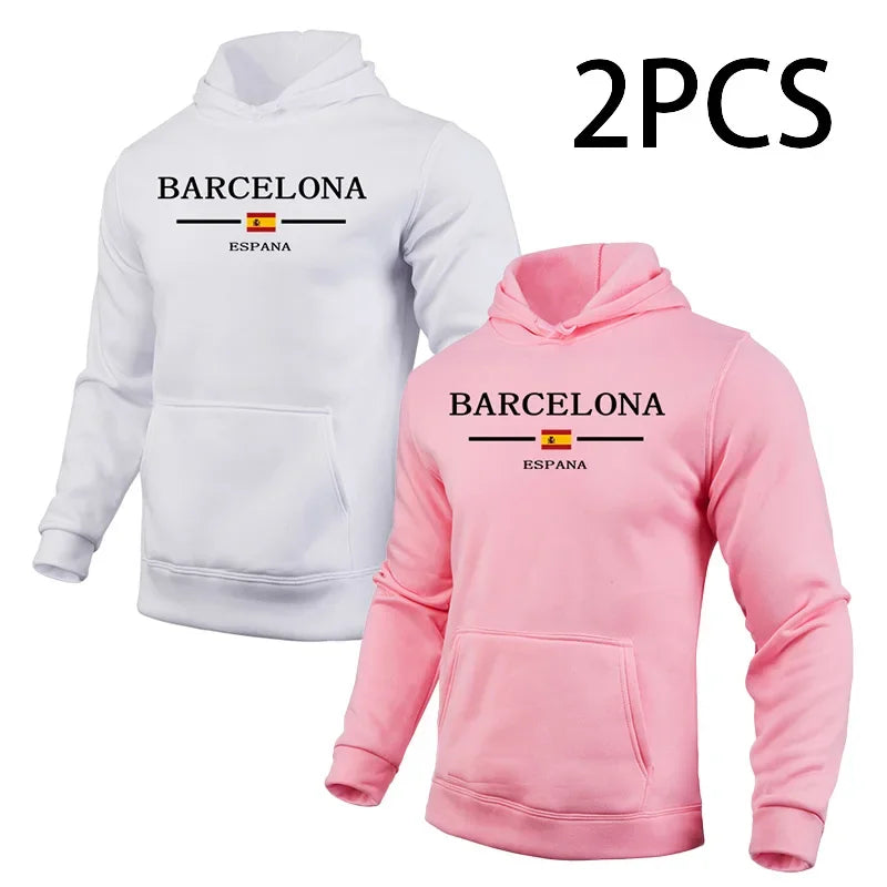 2 in 1 Hoodie for Man Barcelona Print Fall Winter Casual Sporty Jogger Sweatshirt Home Outdoor Comfort Warm Fashion Pullover