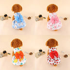 Thin Pet Pet Dresses Dress for Dogs Cats - Cute Floral Print Princess Dress with Bow, New Style Puppy Skirt for Teddy Small Pets