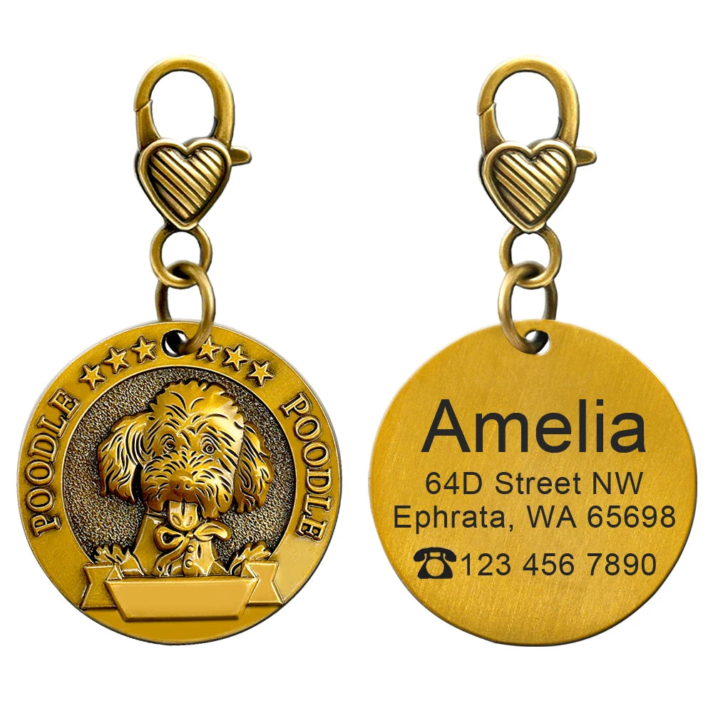 Custom Tags Personalized Dog ID Tag Custom Copper Coated Metal Engraved Large Dog Name Tags Pet Accessories for Labrador