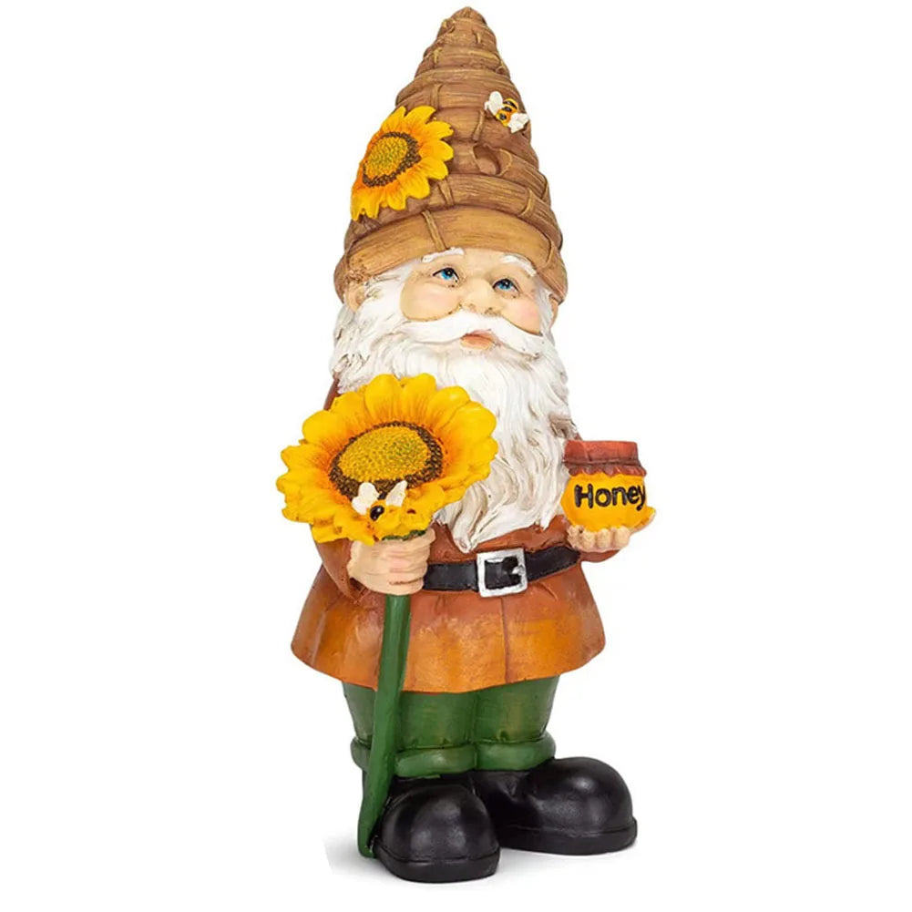 Resin Garden Gnome Statue for Outdoor Lawn and Home Decoration Hand Painted Weather Resistant Figurine for Garden Landscape