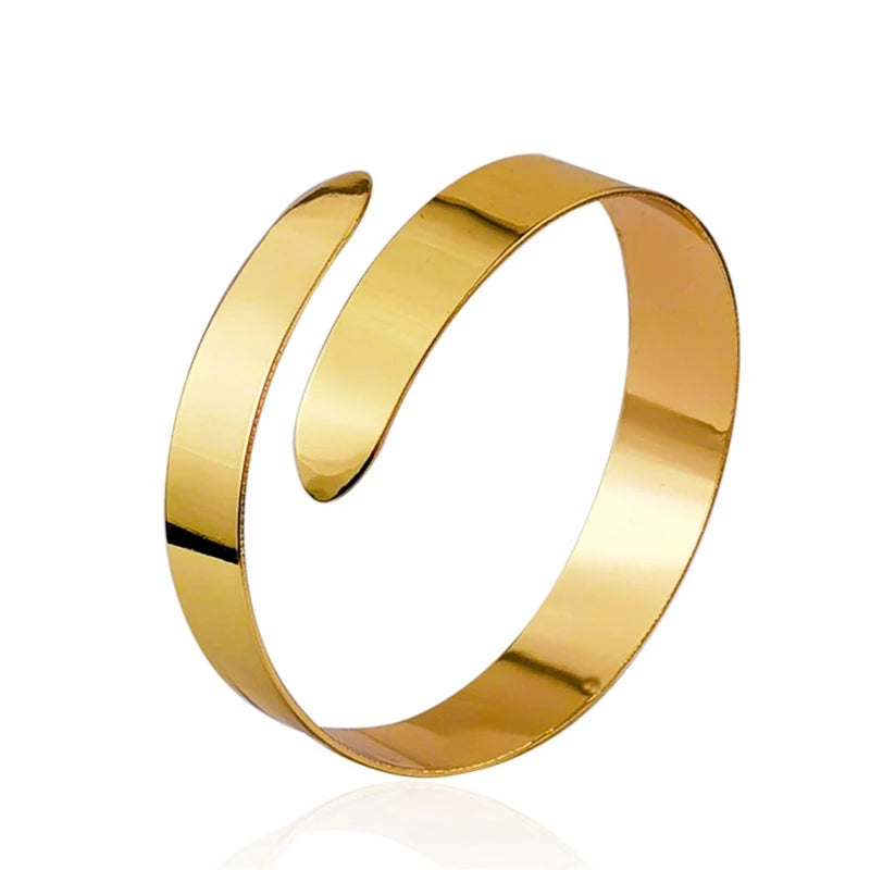 Upper Arm Bracelet Metal Coil Swirl Spiral Shape Armband Cuff Fashion Simple Arm Bangle Armlet Adjustable for Women Girl