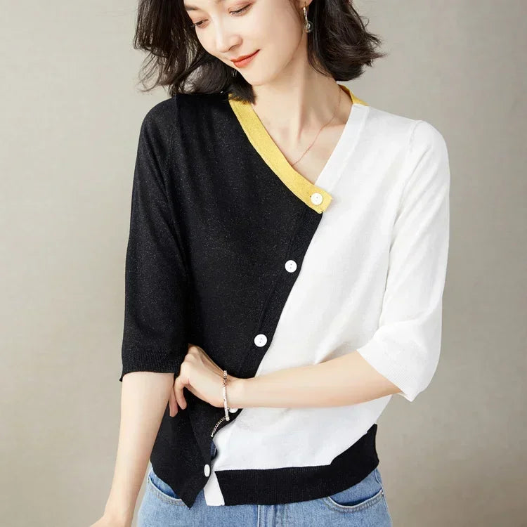 Women's Cardigans V Neck Thin Summer Korean Style Streetwear Fashion Ladies Knit Sweaters Wear To Work Chic New in Knitwear 2024