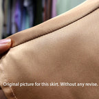 Silk Satin Skirts for Women Korean Style Champagne Office High Waist A-line Skirt Fashion Elegant Solid Long Pencil Skirt 2024