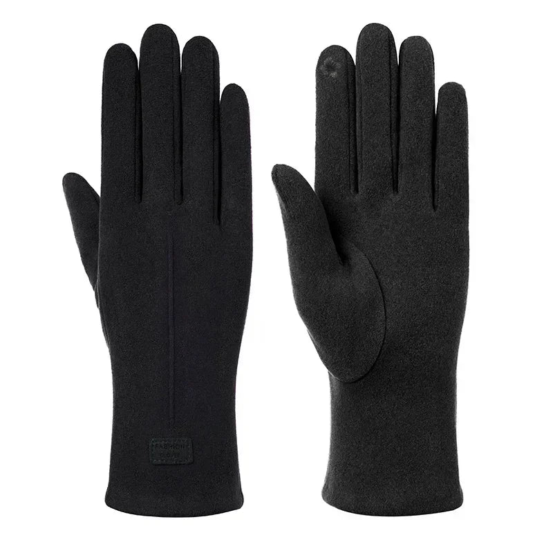 Fashion  Glove Women Vintage Winter Touch Screen Full Finger Warm Windproof Cycling Driving Female Lady Gloves Mittens