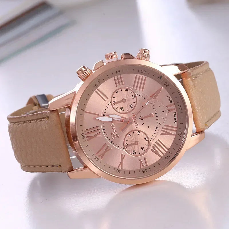 Luxury brand for women's leisure watches; top quality leather dress watches with simple design and water resistance.