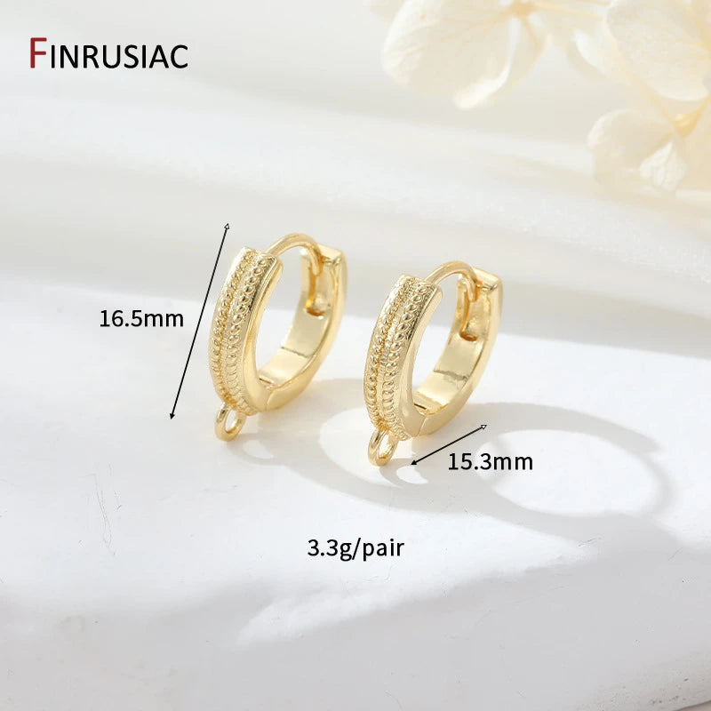 14K Gold Plated Earring Hooks Round Hoop Earrings For Jewelry Making Supplies,Fasteners For Earrings,DIY Earring Accessories