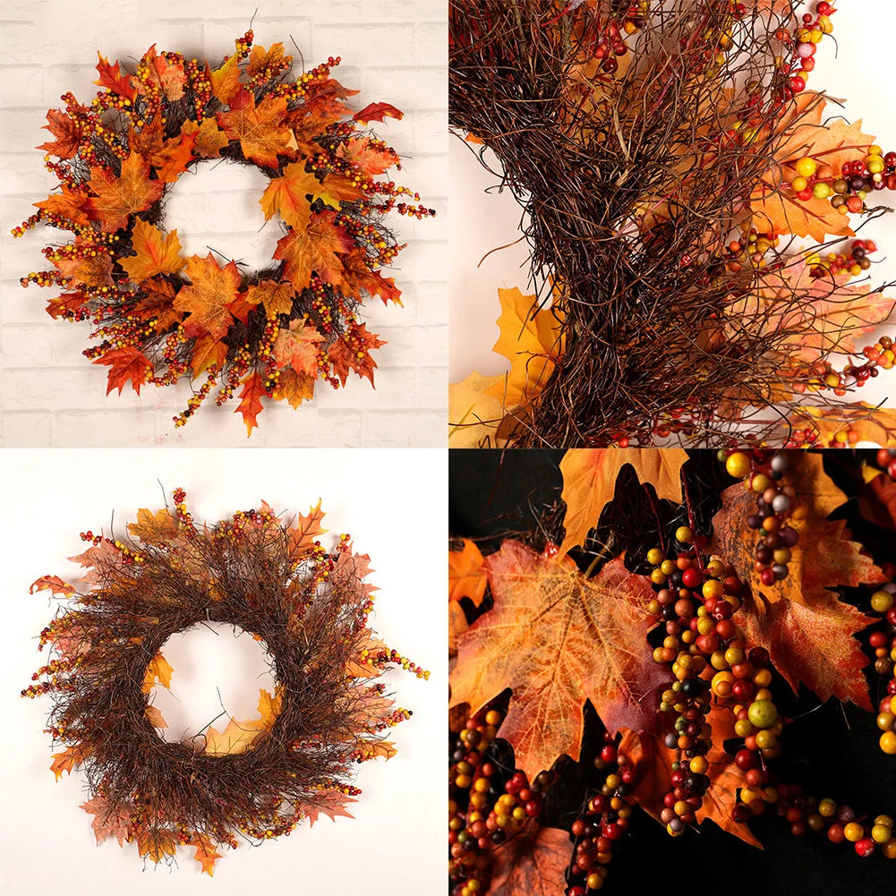 Door Decoration Autumn Decoration Christmas Celebration Weather Resistant Wreath For Seasons Festive Atmosphere