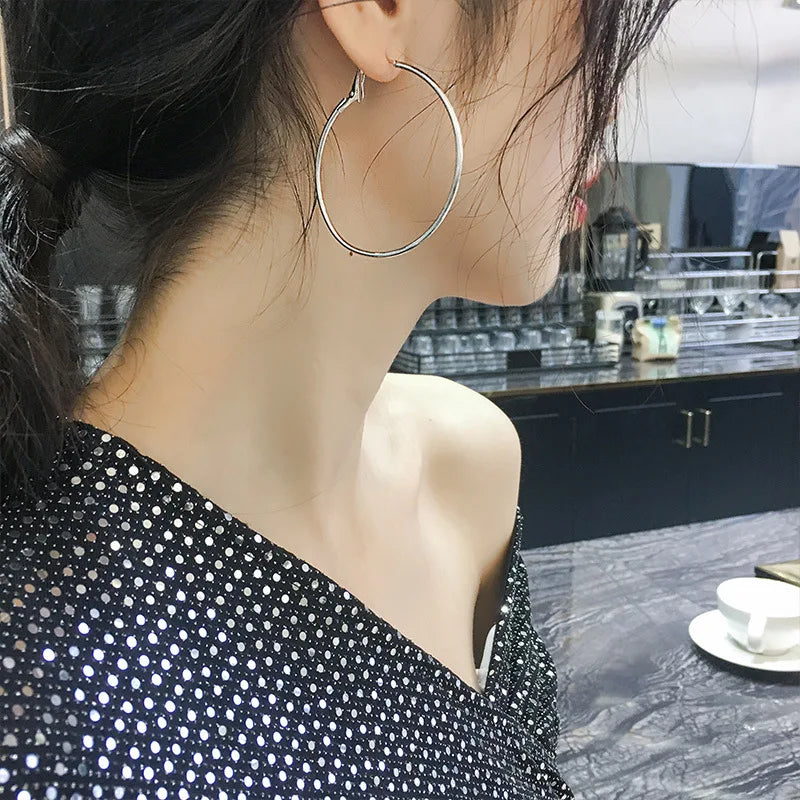 4CM 5CM 6CM Big Hoop Earring for Women Hiphop Rock Temperament Simple Circle Round Ear Jewelry Brincos Ornamentos Orejeras