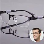 Glasses Men Anti-Blue Light Business Reading Glasses Vintage Half Frame Eye Protection Ultra Light Office Eyeglasses