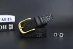 Men's leather belt made of buffalo hide, high-end trousers belt, durable with solid brass buckle, suitable for casual wear, tren