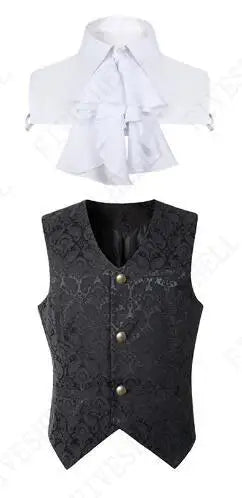 Men Steampunk Renaissance Cosplay Medieval Gothic Waistcoat Vest Vintage Vicotiran Jacquard Swallow Top Noble Fiveshell Costume