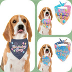 Dog Bandanas，Triangular Adjustable Cute Birthday Boy Pattern Printed Polyester，Pet Scarf ，Puppy Accessories Drool Bib