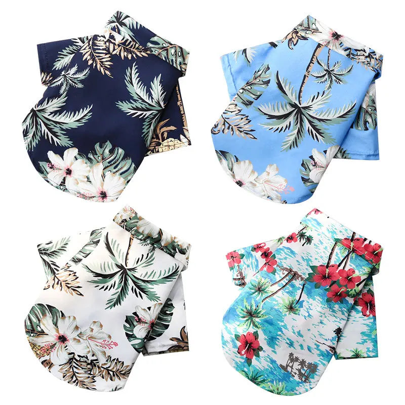 Pet Summer T-Shirts Hawaii Style Floral Pet Dog Shirt Breathable Cool Clothes Beach Seaside Puppy Sweatshirt for Small Puppy