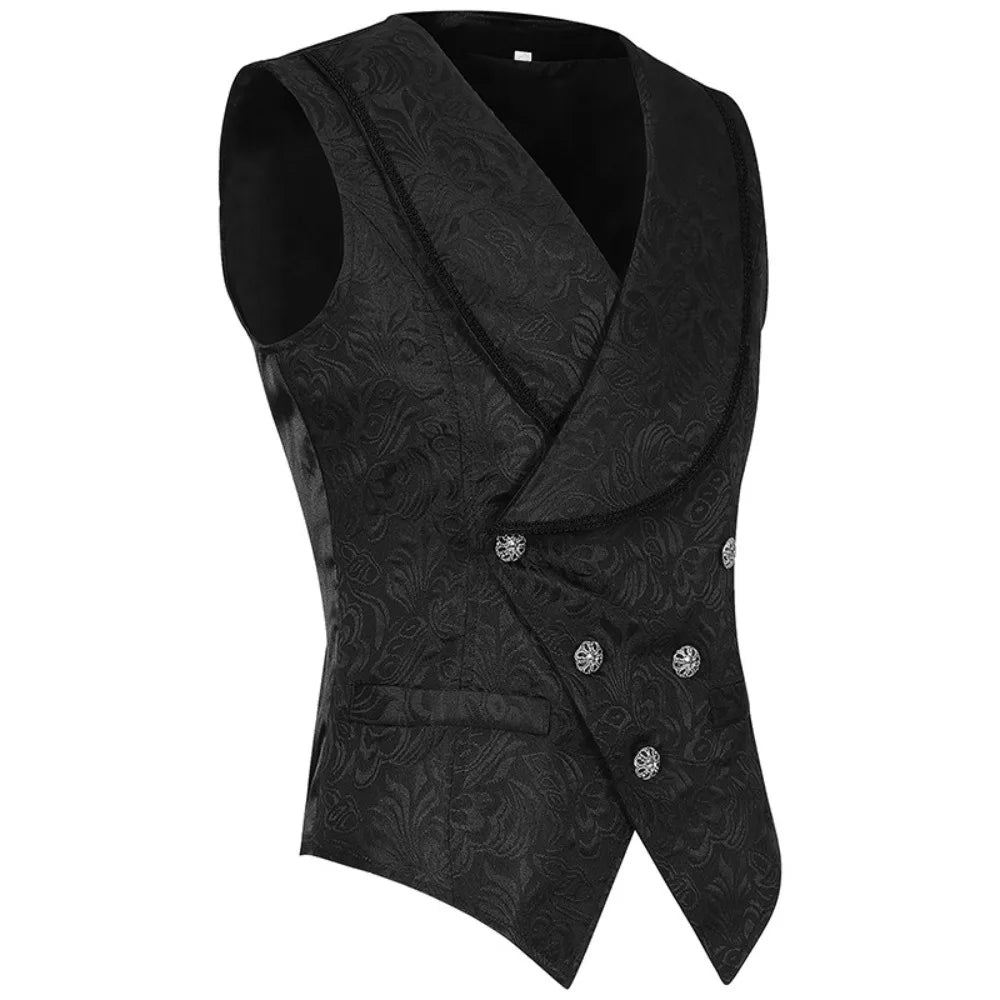 2025 New European and American Men's Ruffled Vest - Medieval Steampunk Victorian Inner Top