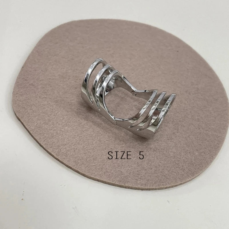 Retro Hollow Statement Rings For Women Men Metal Silver Color Wide Wrap Chunky Ring Punk Fashion Jewelry Dropshipping