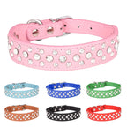 Pet collars for small dogs, pet collars, rhinestone PU collars for cats and dogs, adjustable to prevent pets from being lost