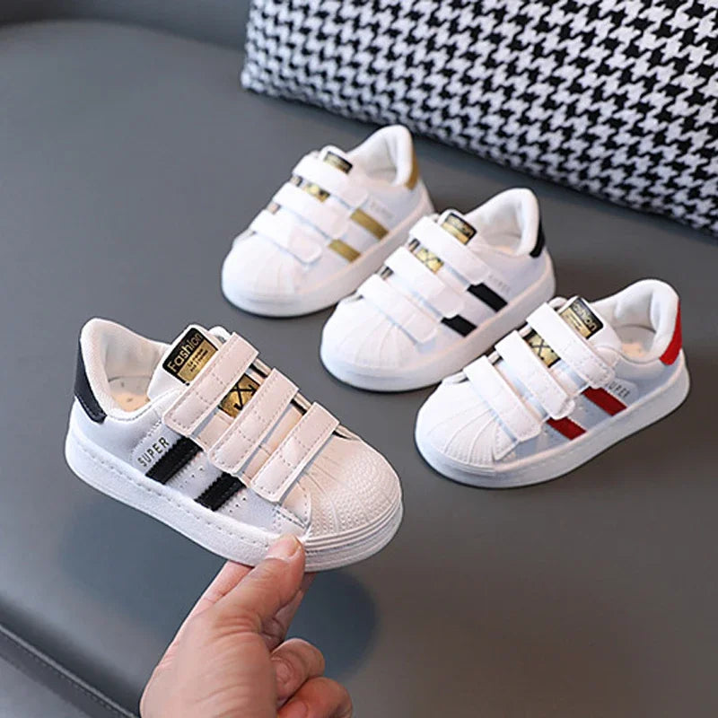 Children Shoes Children's Sneakers Kids Fashion Design White Non-slip Casual Shoes Boys Girls Hook Breathable Sneakers Toddler Outdoor Shoes