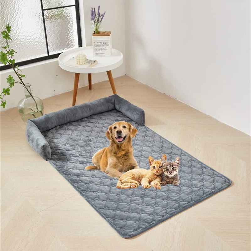 Pet Bed Mat Sofa Blankets Winter Warm Pet Blanket Dogs Cats Sleeping Beds for Large Medium Dogs Cats with Pillow Removable