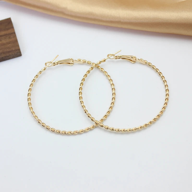 Simple 5CM Big Hoop Earring for Women Hiphop Rock Twist Weaving Winding Circle Round Loop Jewelry Brincos Ornamentos Orejeras
