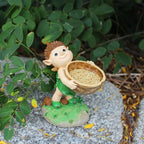 Garden Statues For Outside Resin Figurines Bird Feeder Statue Garden Decor Cartoon Sculpture Cute Lawn Ornaments Feeding Station