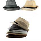 Men's and women's ceremonial hats British fashion jazz hats middle-aged and elderly cut-out linen beach sunhats