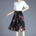 Skirts for Women Chiffon Woman Skirt Floral Midi Summer Casual New In Clothing Sales Modest Luxury Elegant High Quality V Cheap