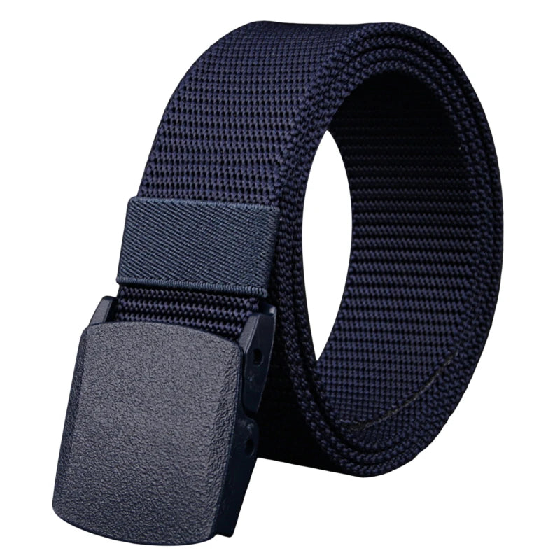 Men Belts Fashion Unisex Jeans Belts Adjustable Belt Men Outdoor Travel Hunting Waist Belt Automatic Plastic Buckle for Pants