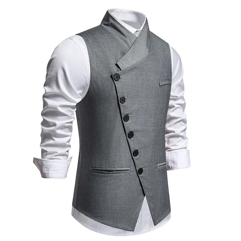 New Men's Suit Vests Fashion Smart Casual Formal Dress Vest For Wedding Waistcoats Men Solid Color Sleeveless Party Vest Man