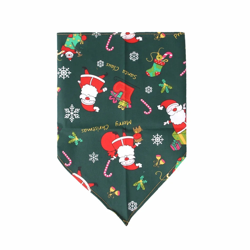 Festive Pet Bandanas  Print Dog Cat Bibs Holiday Themed Triangle Scarf Pet Drool Towel Xmas Animal Accessories