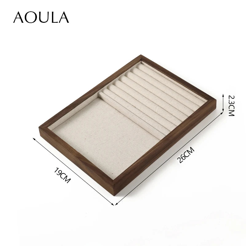 Stackable Ring Earring Jewelry Storage Multi Use Tray Bracelet Necklace Display Stand Holder Wooden Counter Top Drawer Organizer