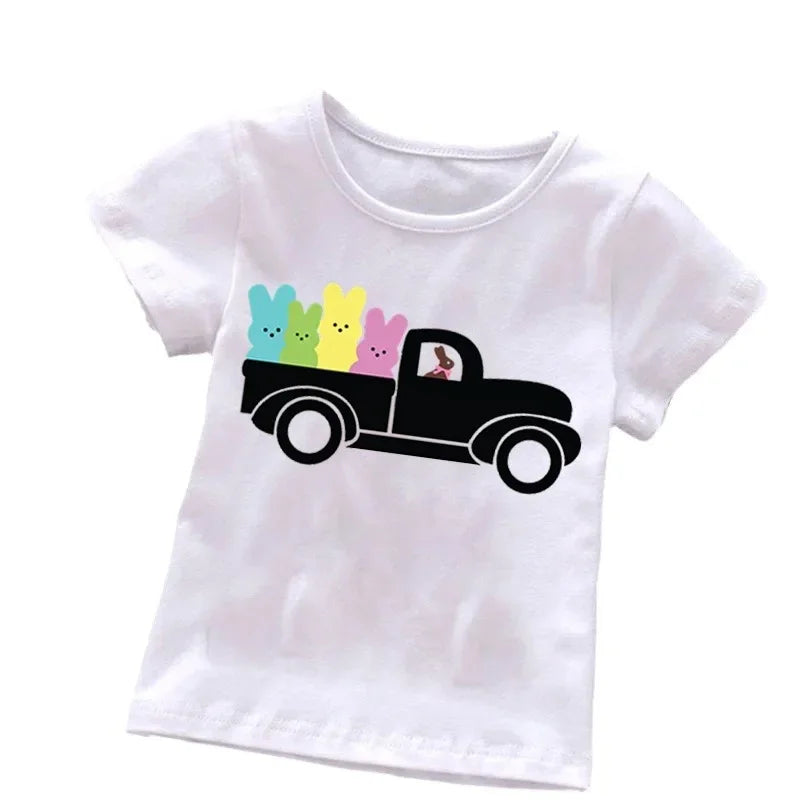 Easter Fashion Children's Short Sleeve Boys Casual Shirt New Summer Dress Girls Half Sleeve Kids Clothes