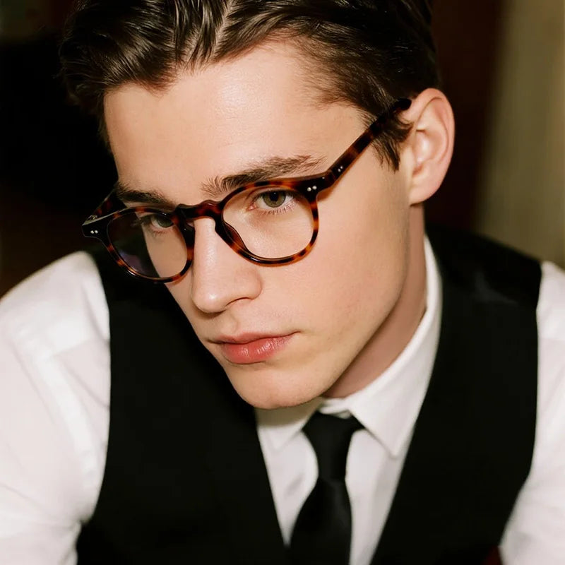 Fashion Retro Rivet Glasses For Men And Women High-Quality Plate Frames Trendy And Versatile Oval Frames With Transparent Lenses