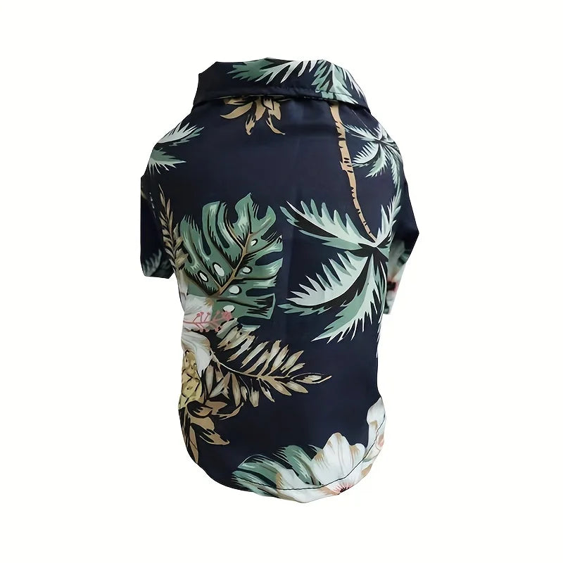 Pet Summer T-Shirts Hawaii Style Floral Dog Shirt Hawaiian Printed Pet T-Shirts Breathable Cool Clothes Beach Seaside Puppy