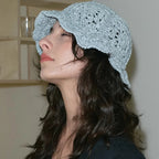 Korean Retro Hollow Crochet Knitted Bucket Hats for Men Women Summer Autumn Versatile Casual Basin Cap Casquettes