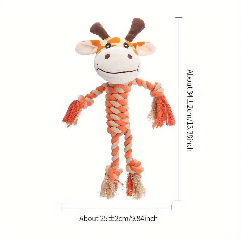 1PC plush dog toy, cute animal shape, chew-resistant teether, pet toy