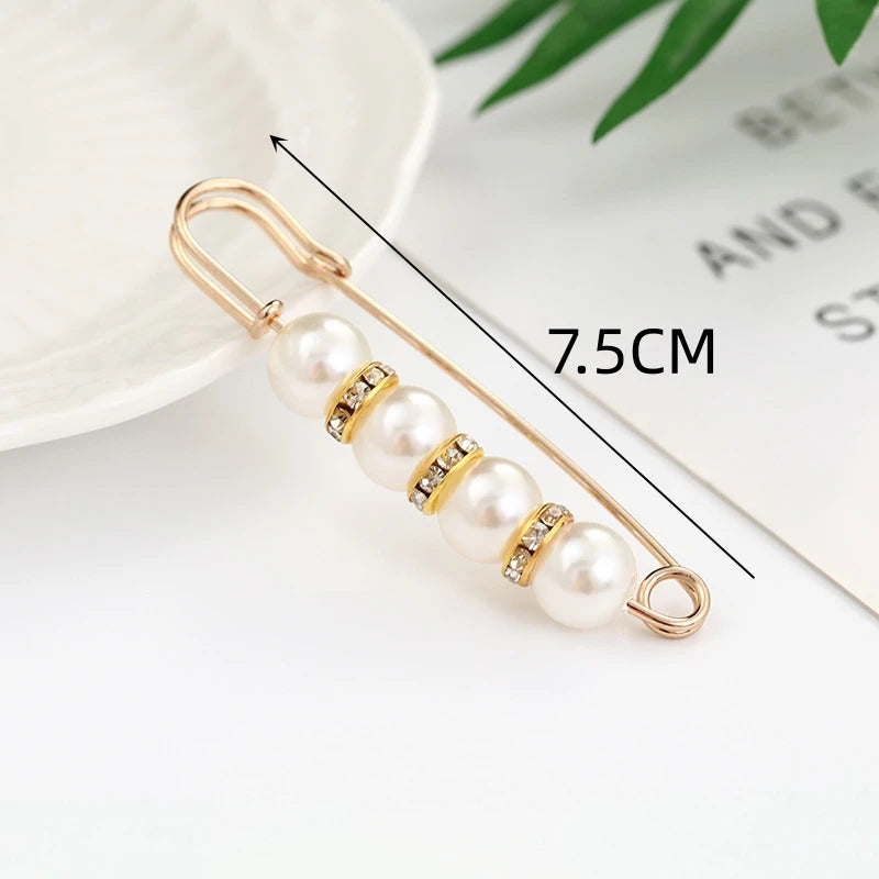 Broche Set Big Beads Fashion Clothing Brooches for Women Pearl Lapel Safety Sweater Coat Dress Pins Badge Buckle Accessories