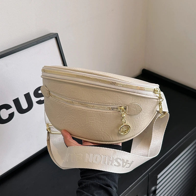 Casual Waist Bag Fashion Lady Fanny Pack and Phone Packs Soft Leather Belt Bags Woman Travel Shoulder Crossbody Chest Bag Purse